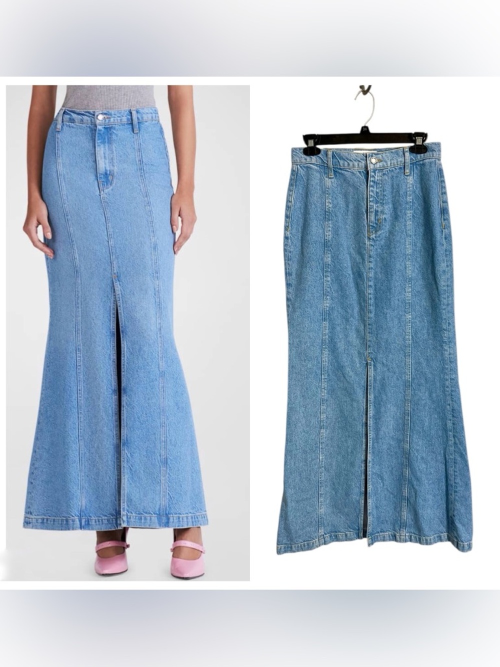 Derek Lam 10 Crosby Zoe mermaid denim maxi skirt front slit sz 25 runs big
